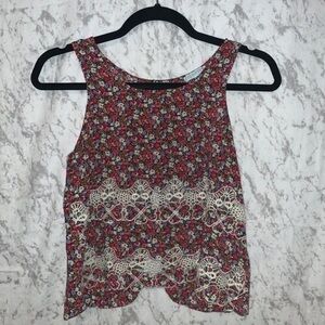 JUN & IVY SLEEVELESS CROP TOP FLORAL SIZE SMALL
